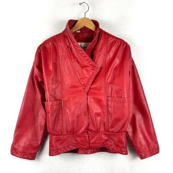 Vintage 80s 90s Wilsons Suede & Leather Women's Small Red Leather Moto Jacket